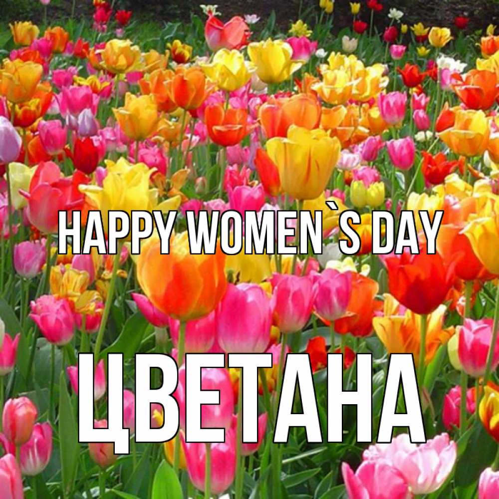 Greetings card с именем, Цветана happy women`s day на международный женский день Greetings with text for free download 